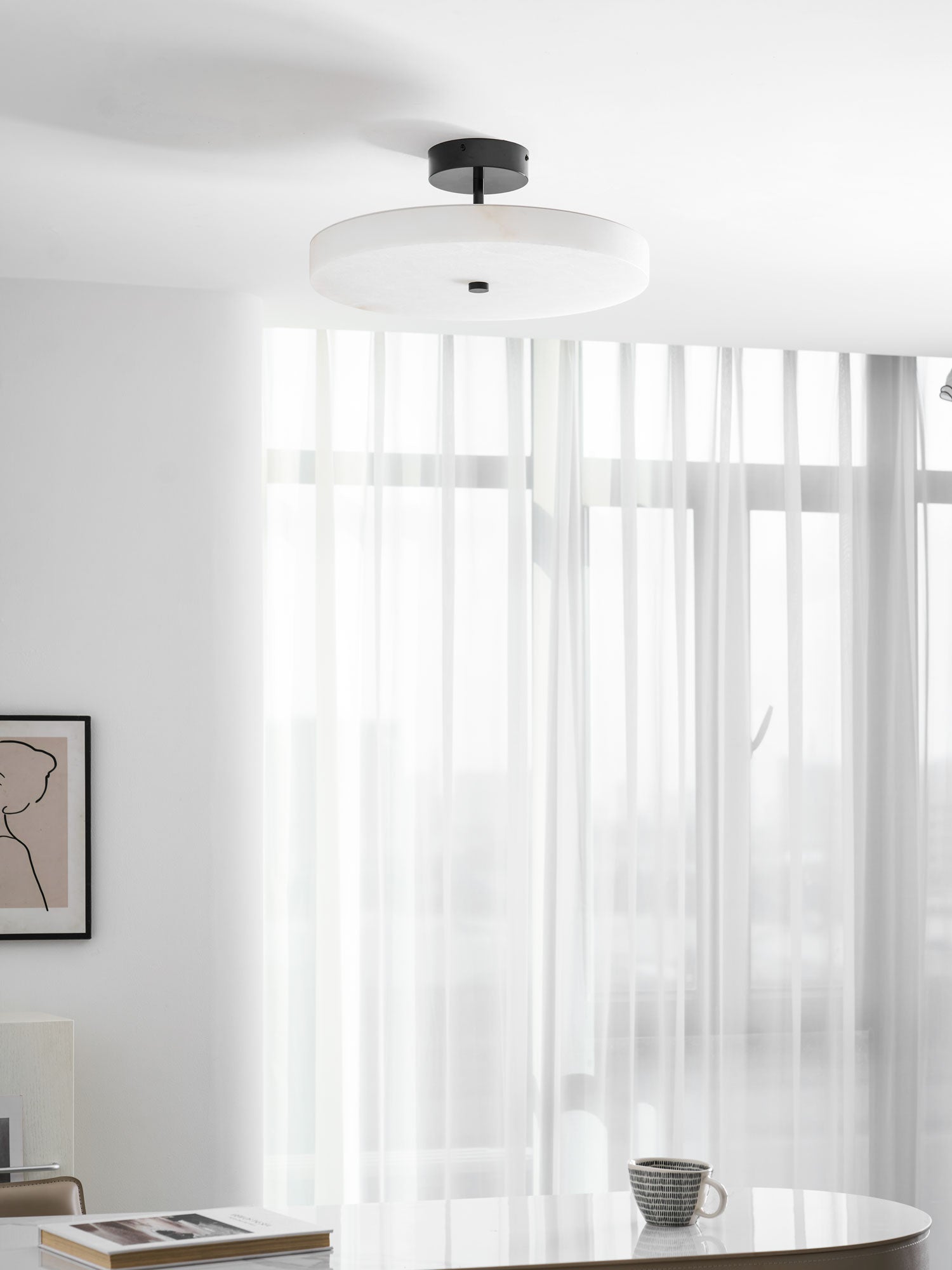 Luma Linen Drum Ceiling Light - Vakkerlight