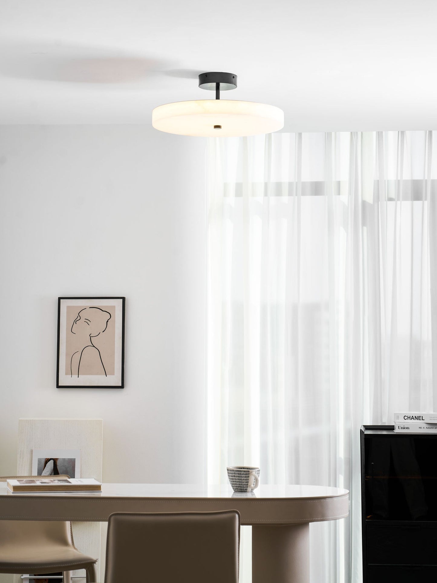 Luma Linen Drum Ceiling Light - Vakkerlight