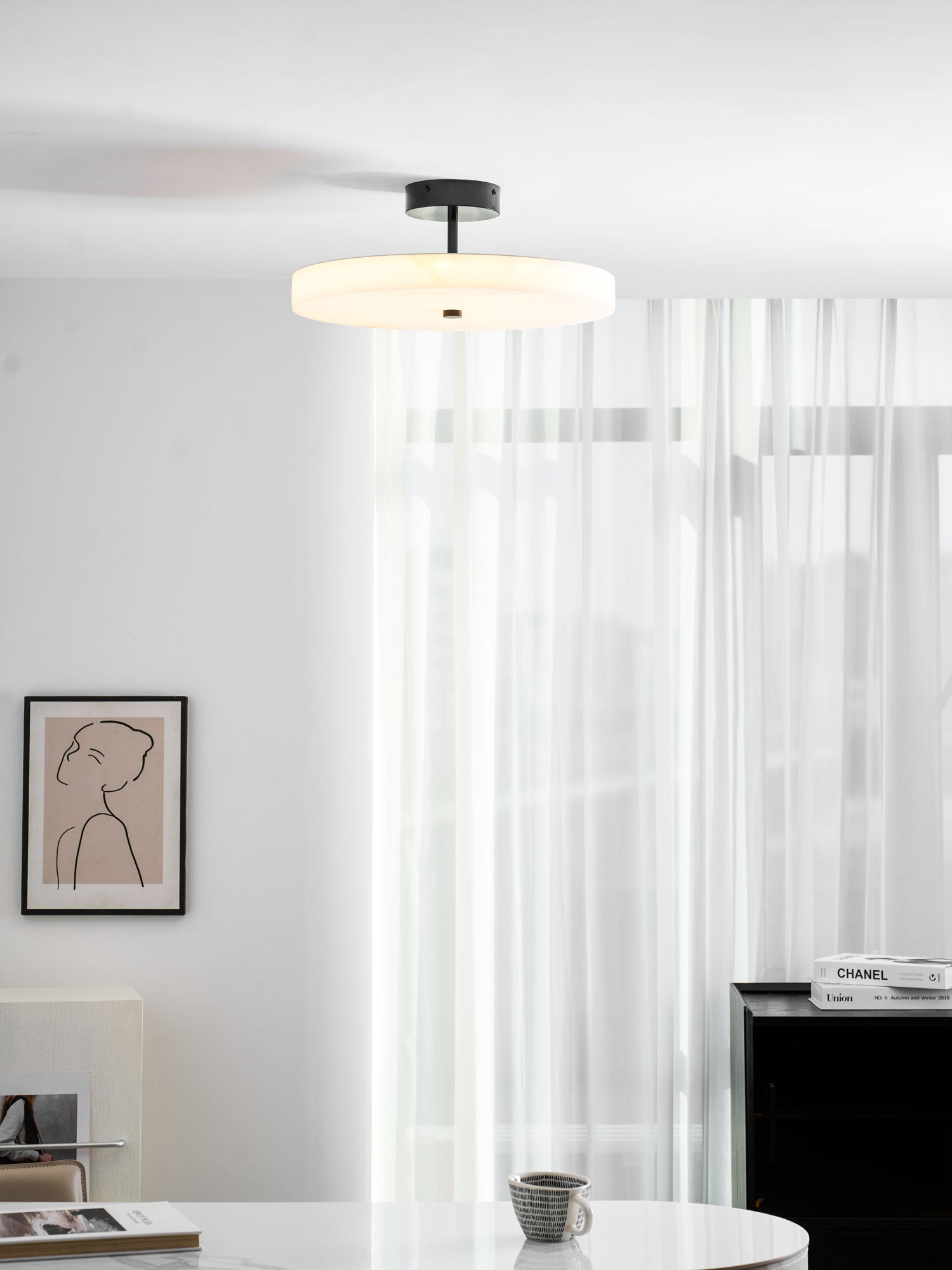 Luma Linen Drum Ceiling Light - Vakkerlight