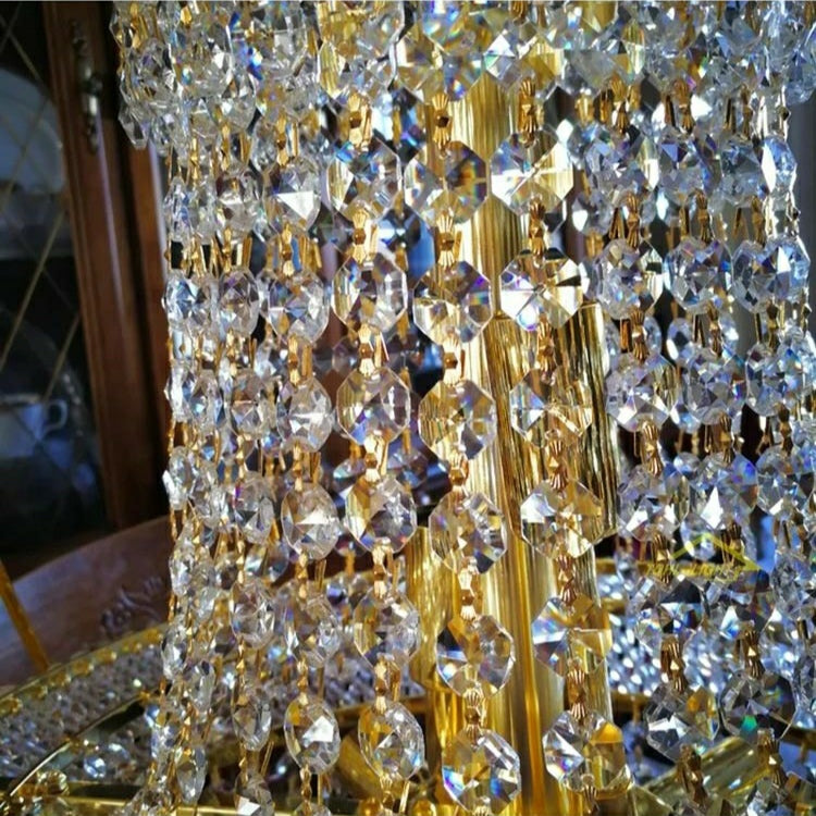Luxury Empire Foyer K9 Crystal Chandelier Affordable Pendant Ceiling Light in Gold / Chrome Finish