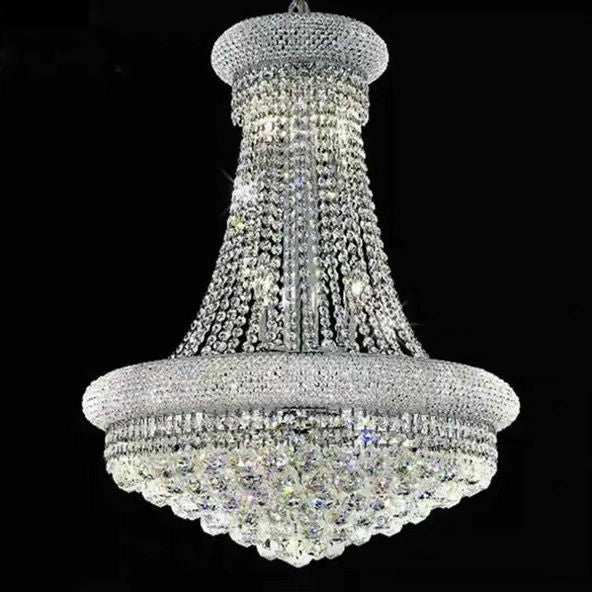 Luxury Empire Foyer K9 Crystal Chandelier Affordable Pendant Ceiling Light in Gold / Chrome Finish