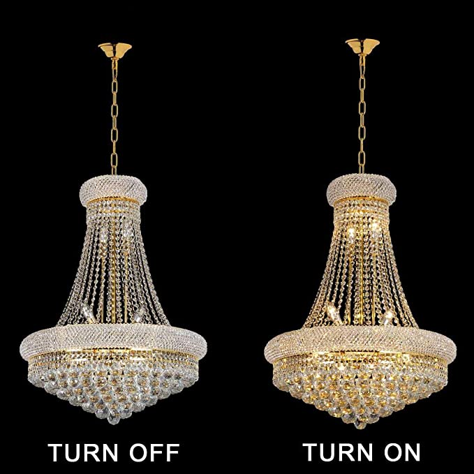 Luxury Empire Foyer K9 Crystal Chandelier Affordable Pendant Ceiling Light in Gold / Chrome Finish