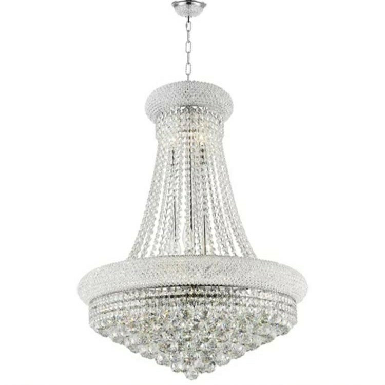 Luxury Empire Foyer K9 Crystal Chandelier Affordable Pendant Ceiling Light in Gold / Chrome Finish
