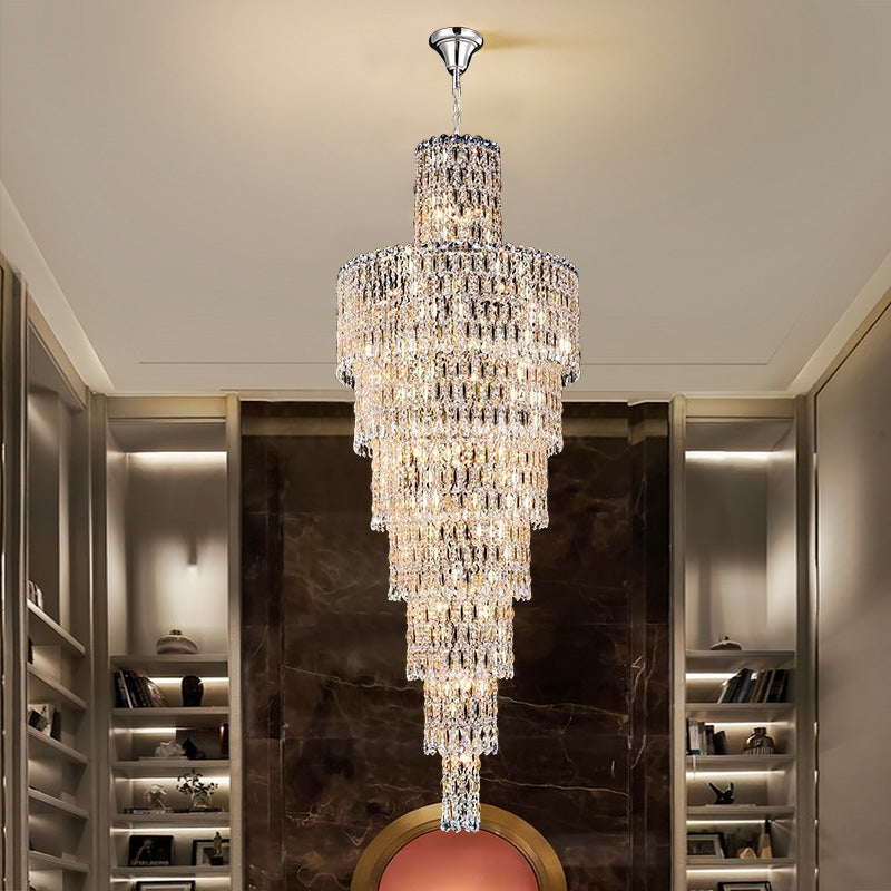 Luxury Large Crystal Chandelier for Hight Ceiling Living Room Long Staircase Light