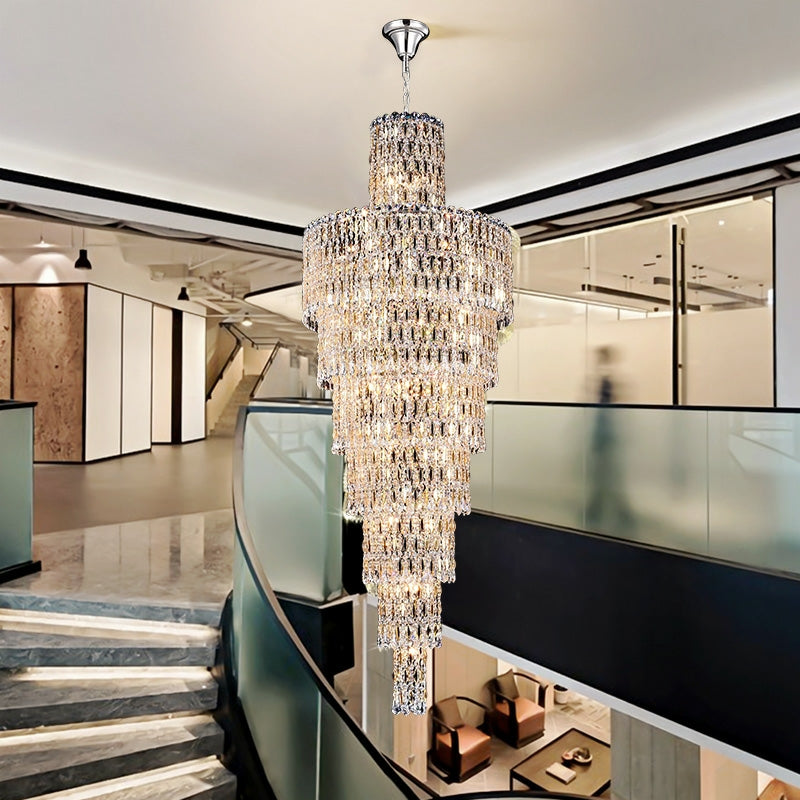 Luxury Large Crystal Chandelier for Hight Ceiling Living Room Long Staircase Light