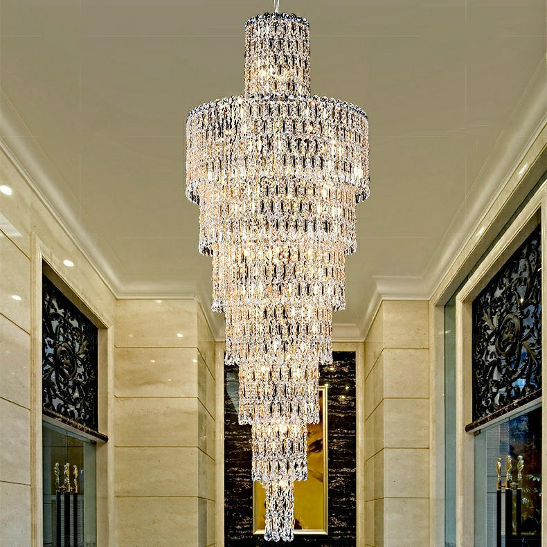 Luxury Large Crystal Chandelier for Hight Ceiling Living Room Long Staircase Light
