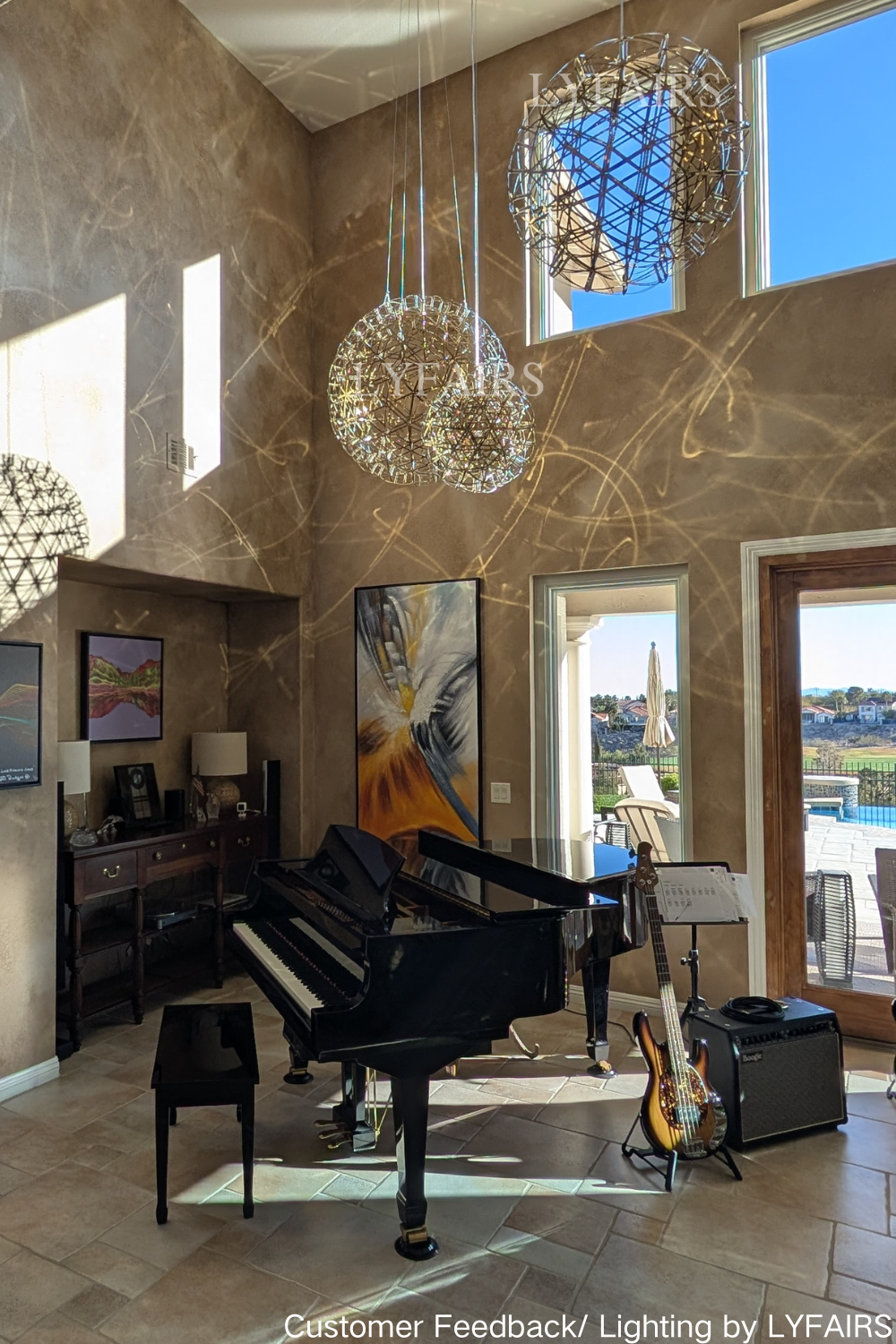 Round Starry Sky Chandelier Light Fire Ball Ceiling Lighting for Living Room / cottage / high-Ceiling