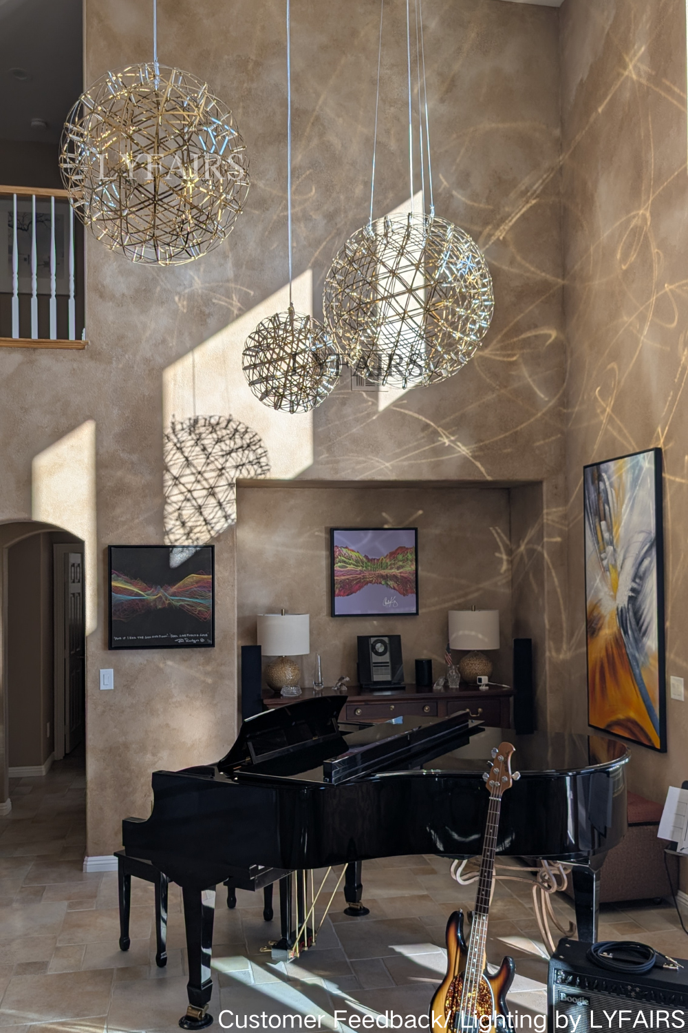 Round Starry Sky Chandelier Light Fire Ball Ceiling Lighting for Living Room / cottage / high-Ceiling