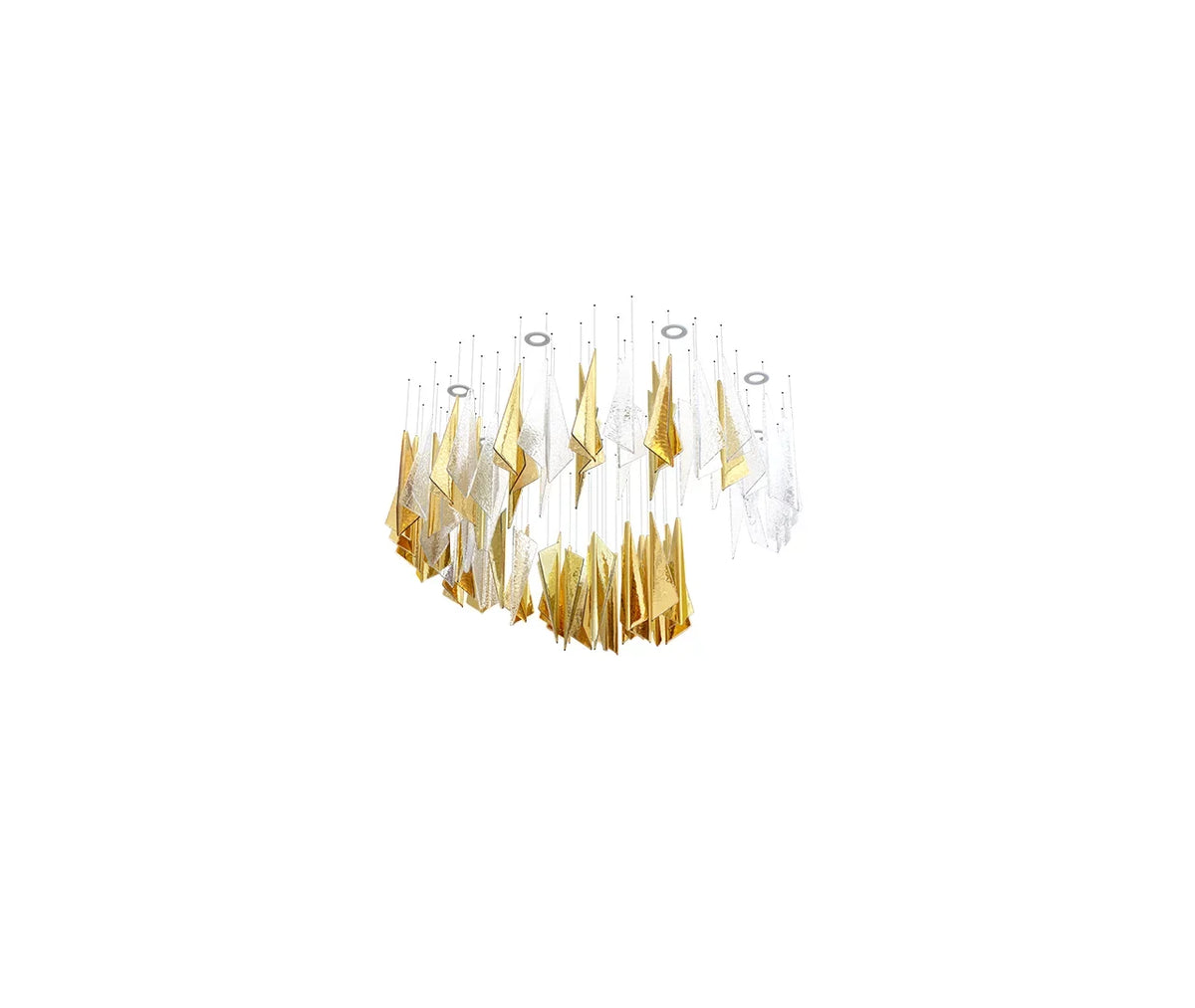 Luxury Icicle Glass and Metal Floating Chandelier with Elegant Finish for Living Room and Villa