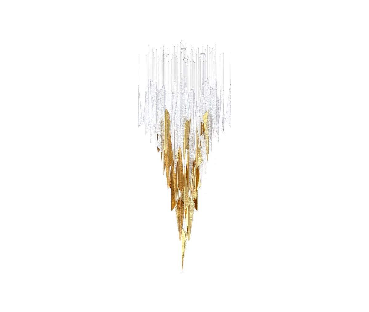 Luxury Icicle Glass and Metal Floating Chandelier with Elegant Finish for Living Room and Villa