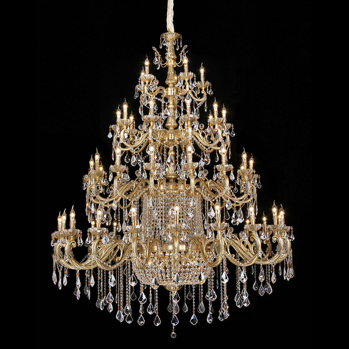 4 Layers Brass Mid Century Chandelier