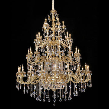 4 Layers Brass Mid Century Chandelier