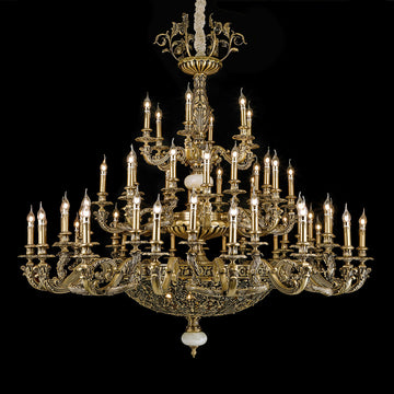 1960s Wide Brass Chandelier