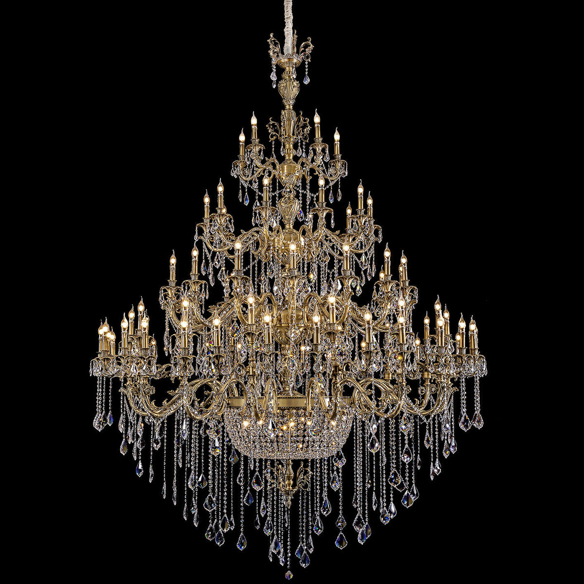 Large Vintage Luxury Brass Chandelier