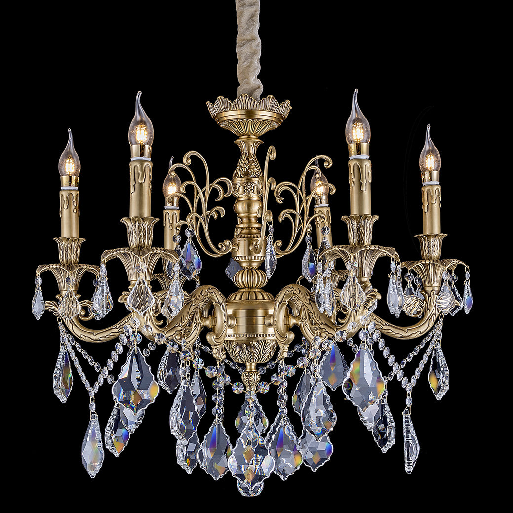 6 Lights Mini Brass Chandelier