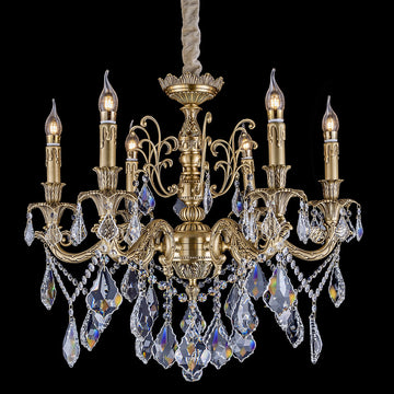 6 Lights Mini Brass Chandelier