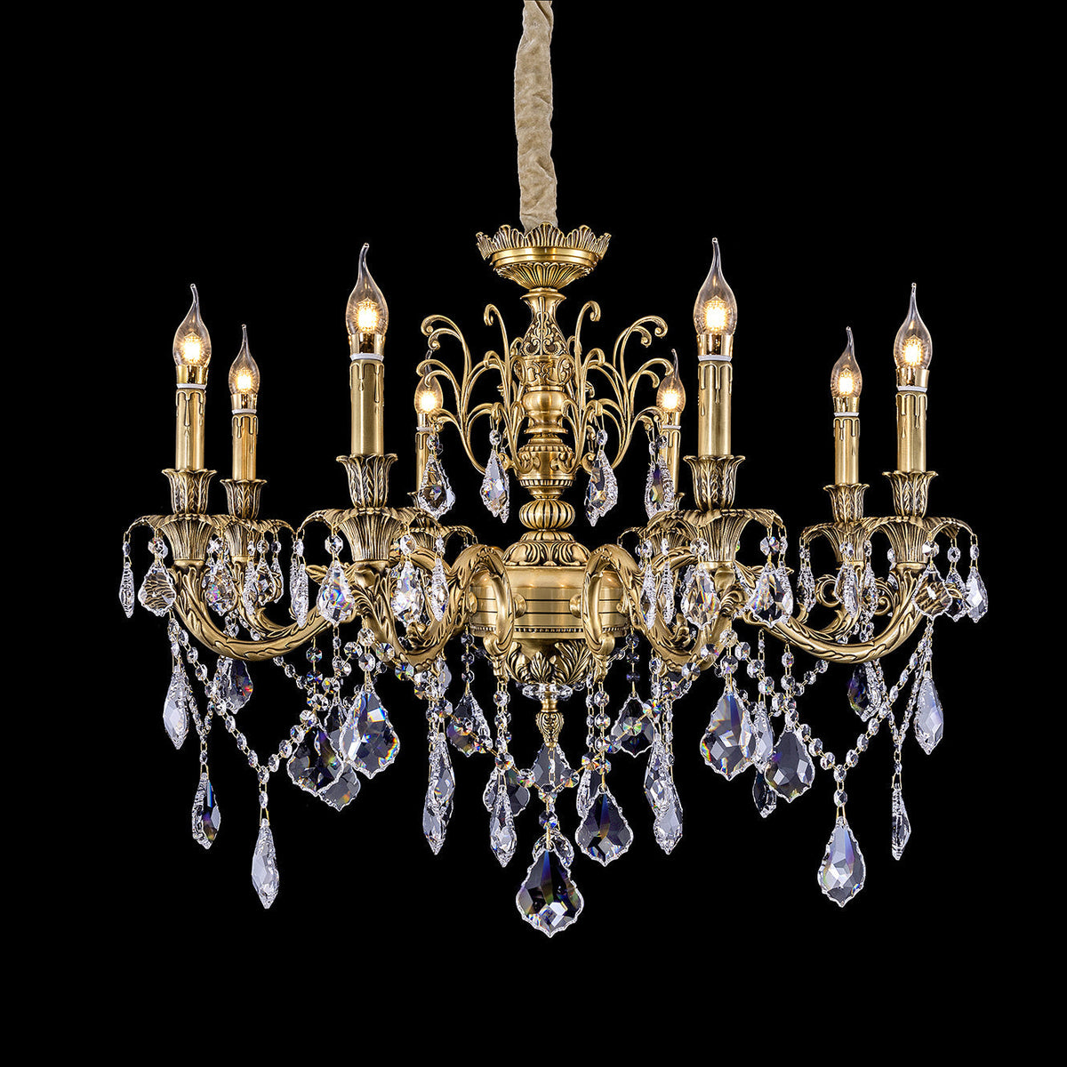 8 Lights Antique Solid Brass Chandelier