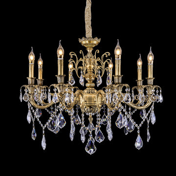 8 Lights Antique Solid Brass Chandelier