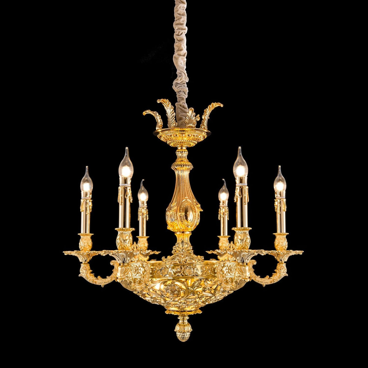 6 Light Brass Chandelier