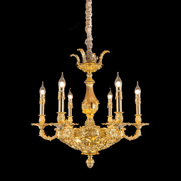 6 Light Brass Chandelier