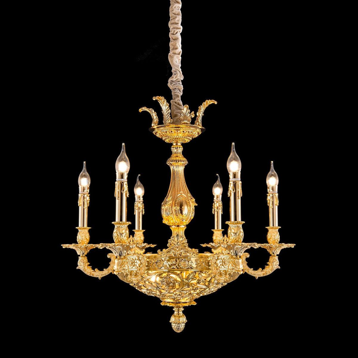 6 Light Brass Chandelier