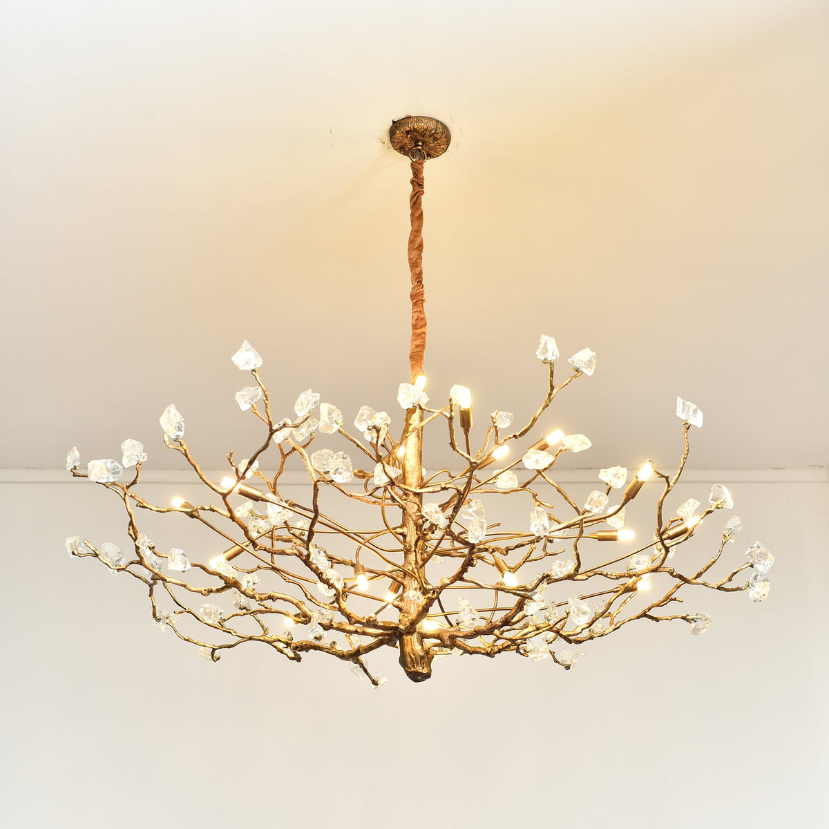 Livio Gemstone Branch Brass Round Chandelier