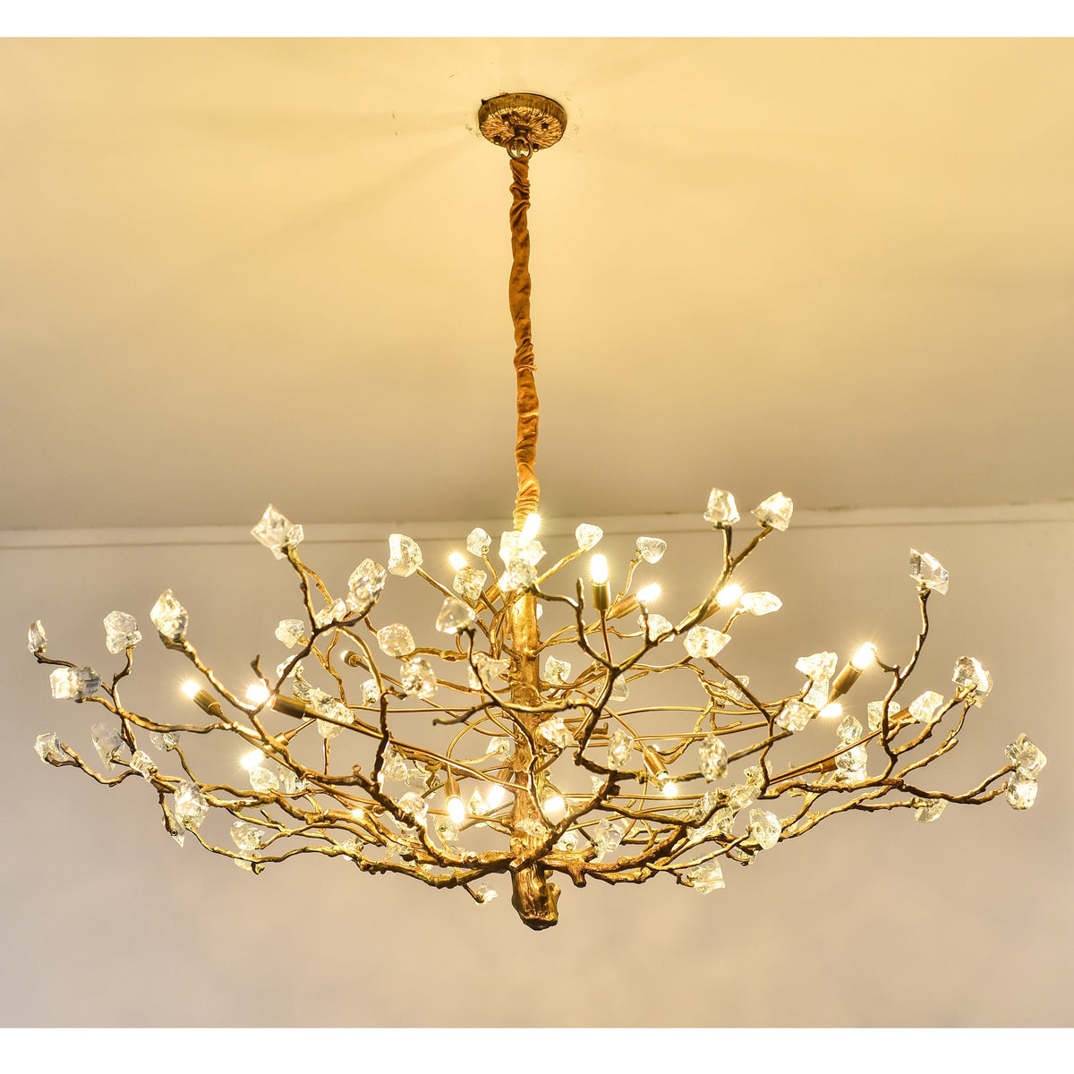 Livio Gemstone Branch Brass Round Chandelier