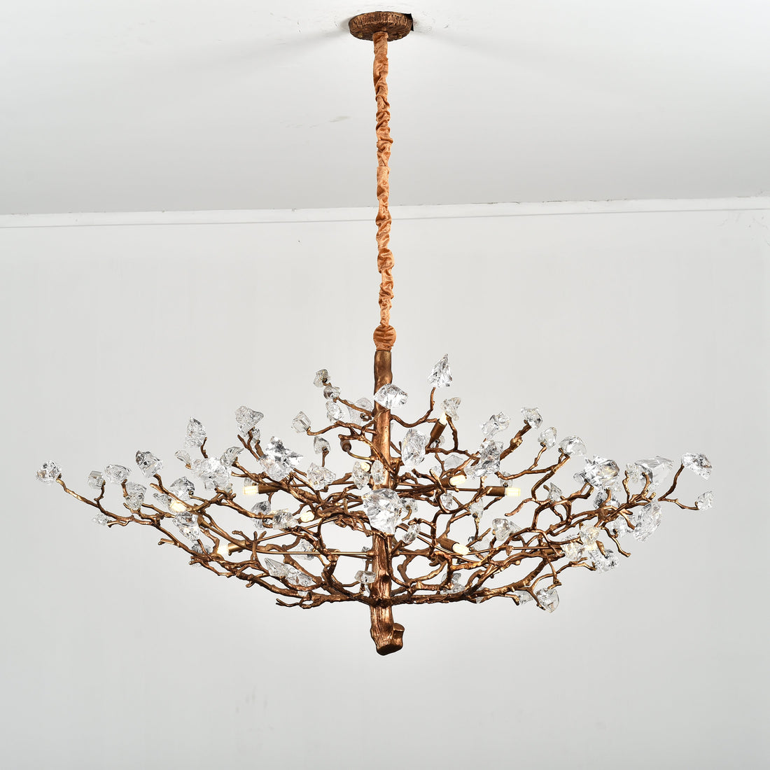 Livio Gemstone Branch Brass Round Chandelier