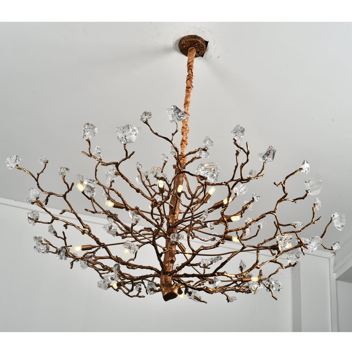 Livio Gemstone Branch Brass Round Chandelier