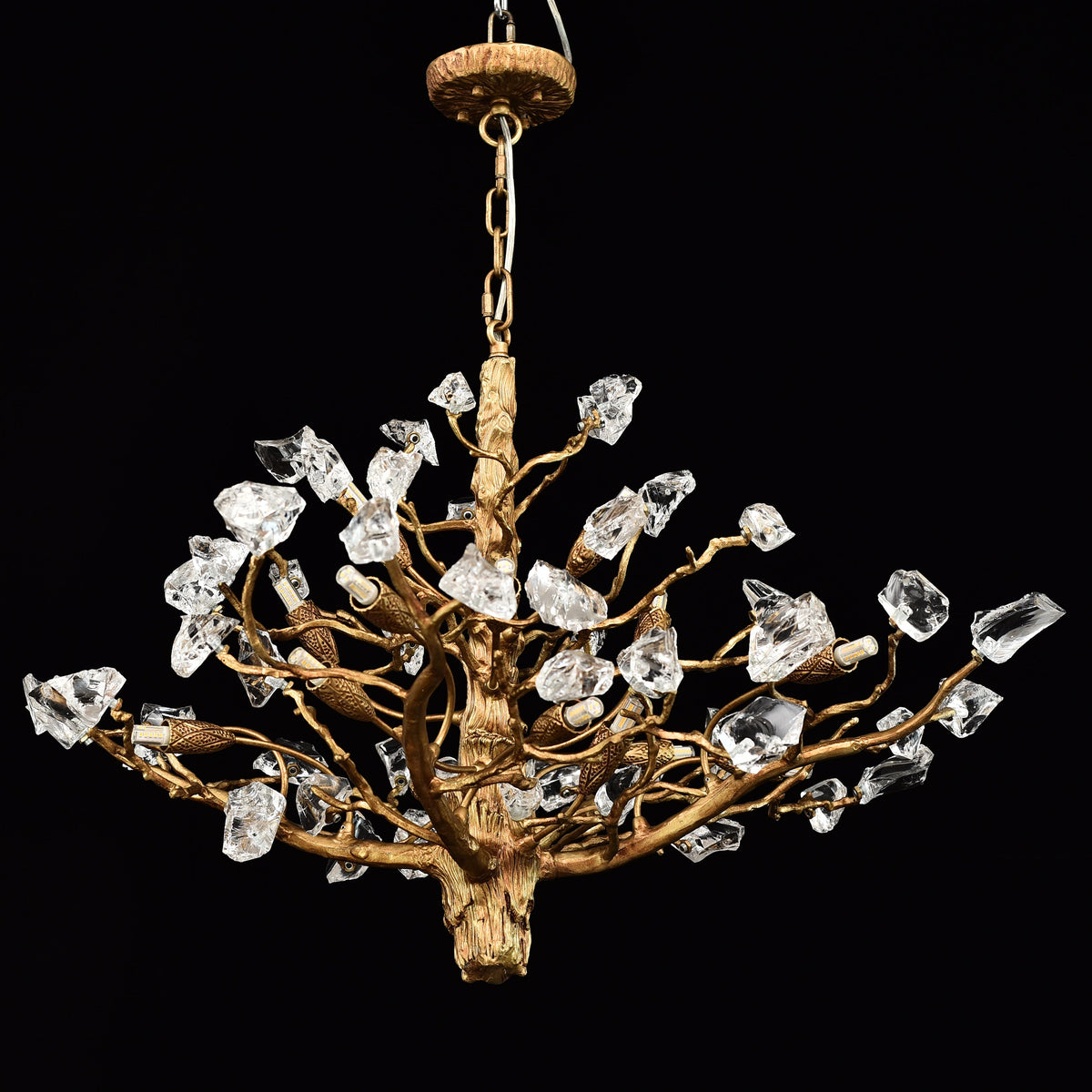 Livio Gemstone Branch Brass Round Chandelier