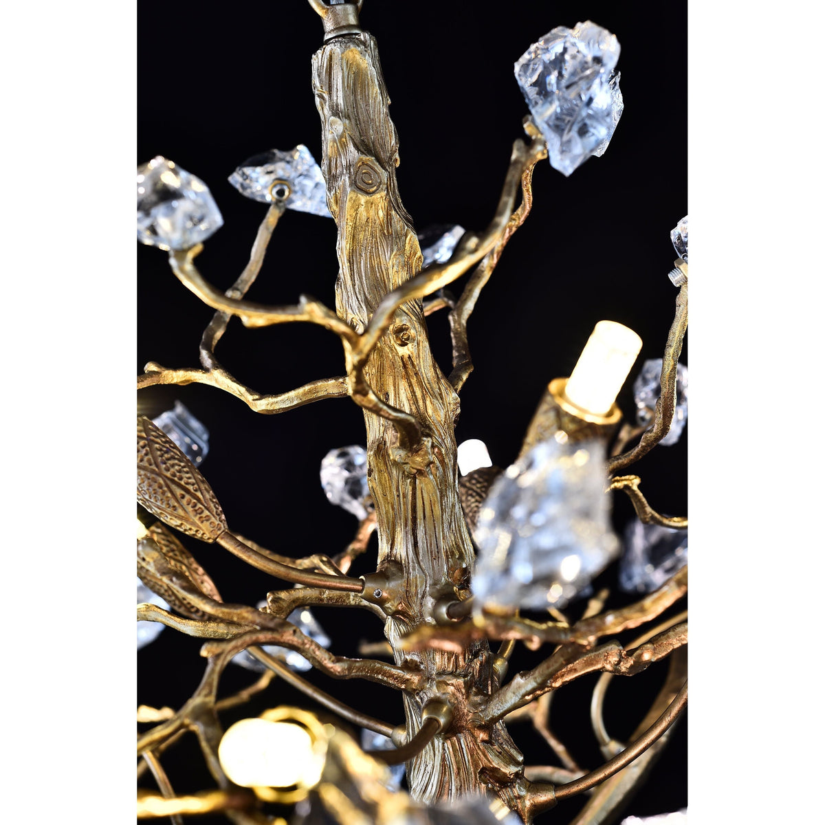 Livio Gemstone Branch Brass Round Chandelier