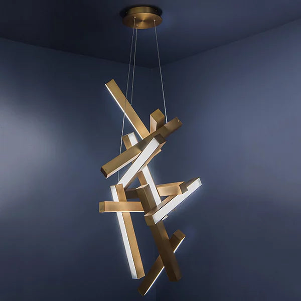 Modern Vertical Geometric Aluminum Chandelier for Staircase / foyer / high-Ceiling
