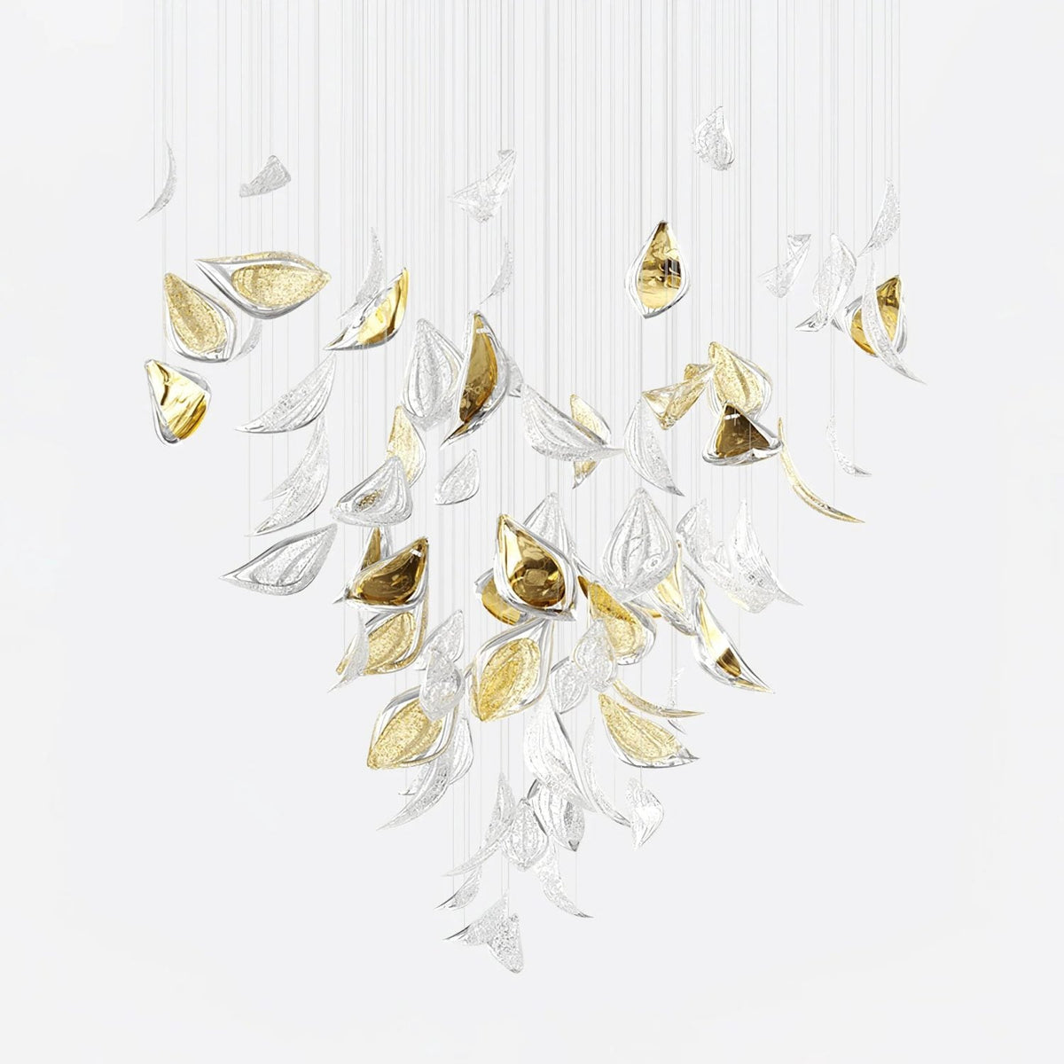 Golden Floating Leaves Chandelier