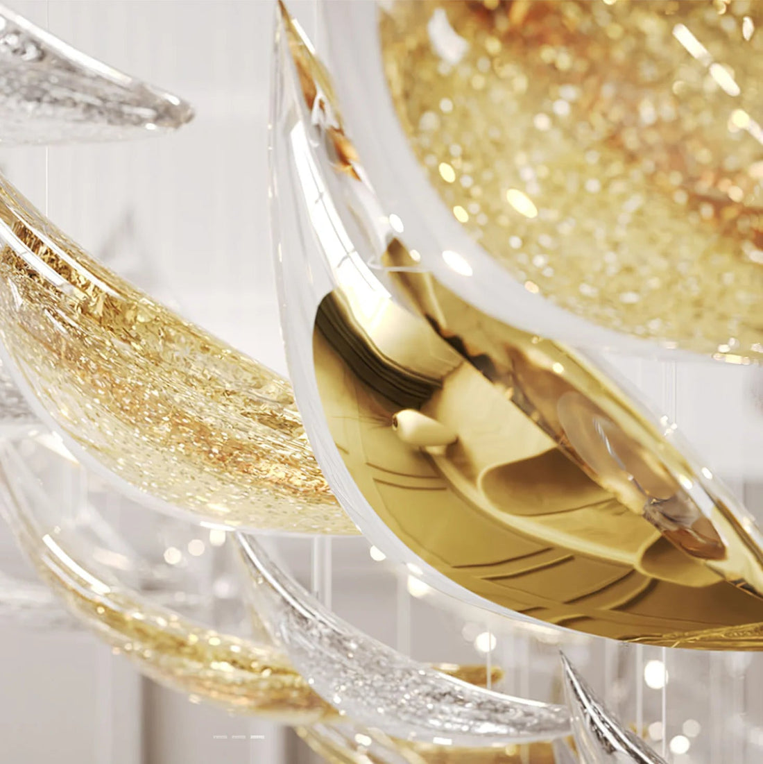 Golden Floating Leaves Chandelier