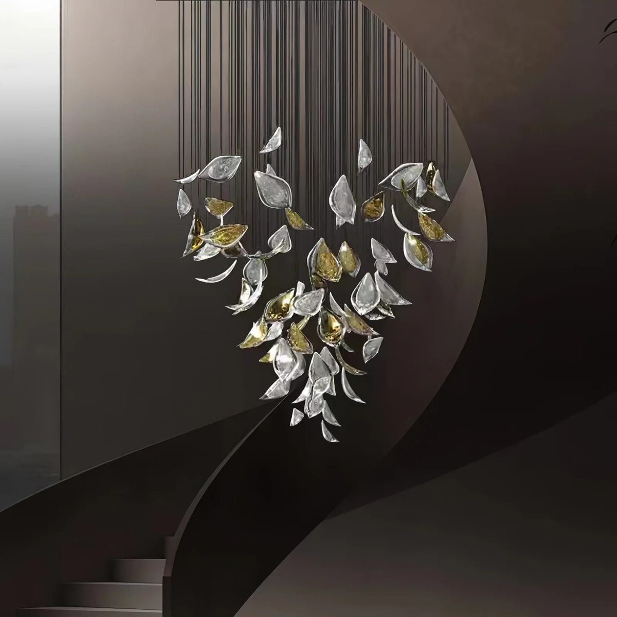 Golden Floating Leaves Chandelier