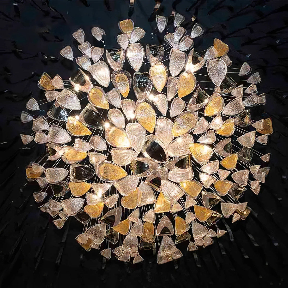 Golden Floating Leaves Chandelier