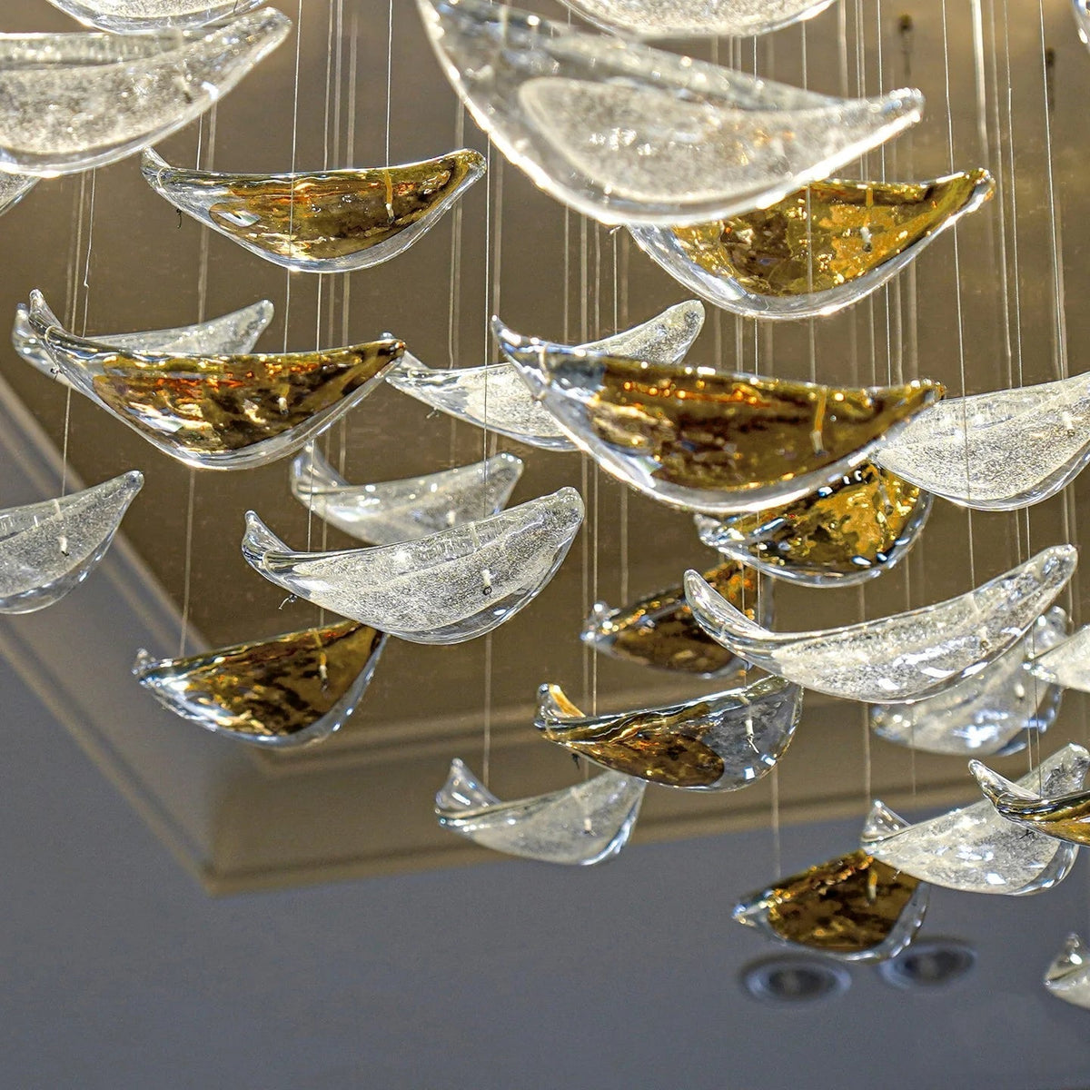 Golden Floating Leaves Chandelier