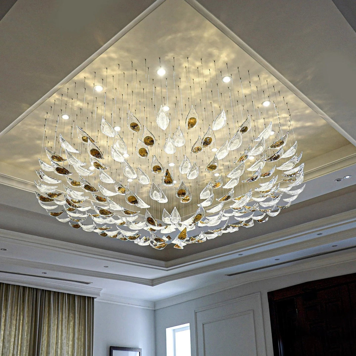 Golden Floating Leaves Chandelier