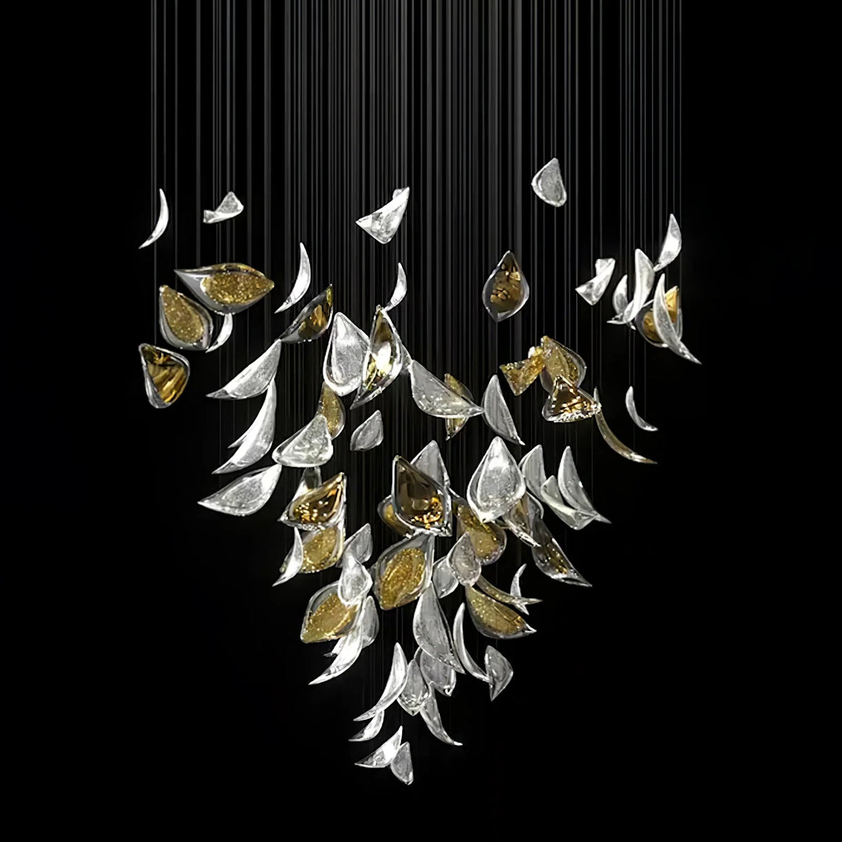 Golden Floating Leaves Chandelier