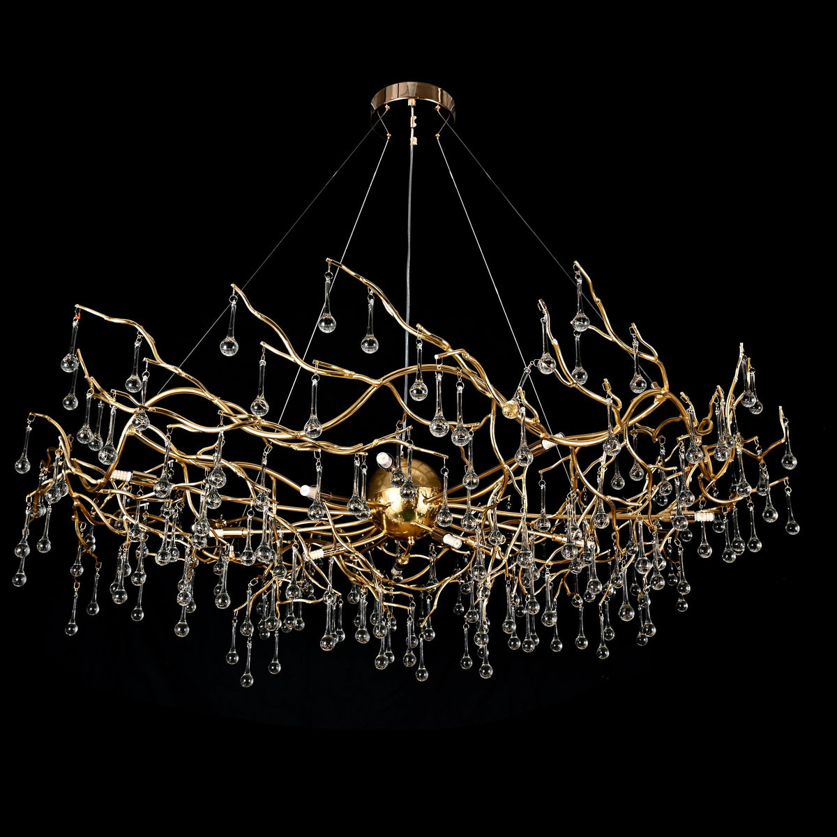 Dawn Livio Teardrop Branching Brass Round Chandelier
