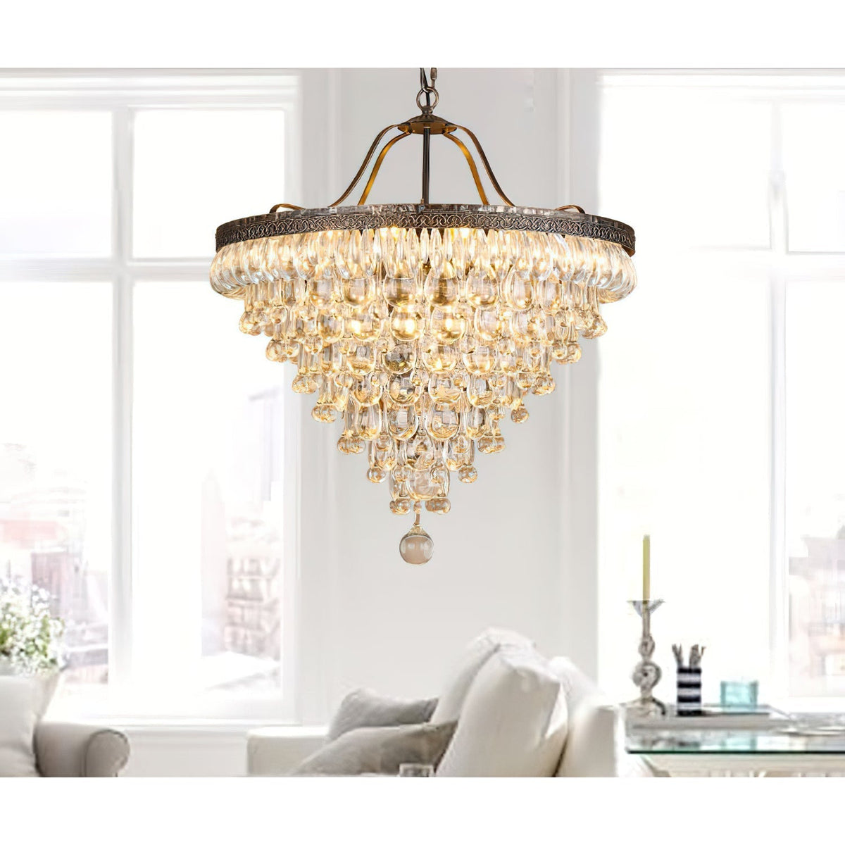 Crystal Inverted Pyramid Chandelier