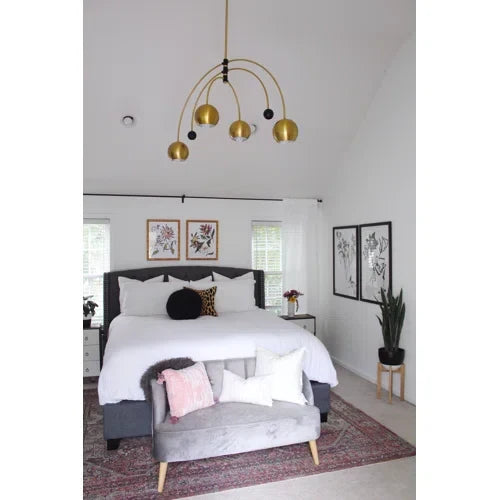Modern Cosmic Sputnik Chandelier with Aged Brass Finish and Steel Frame for Living Room Bedroom