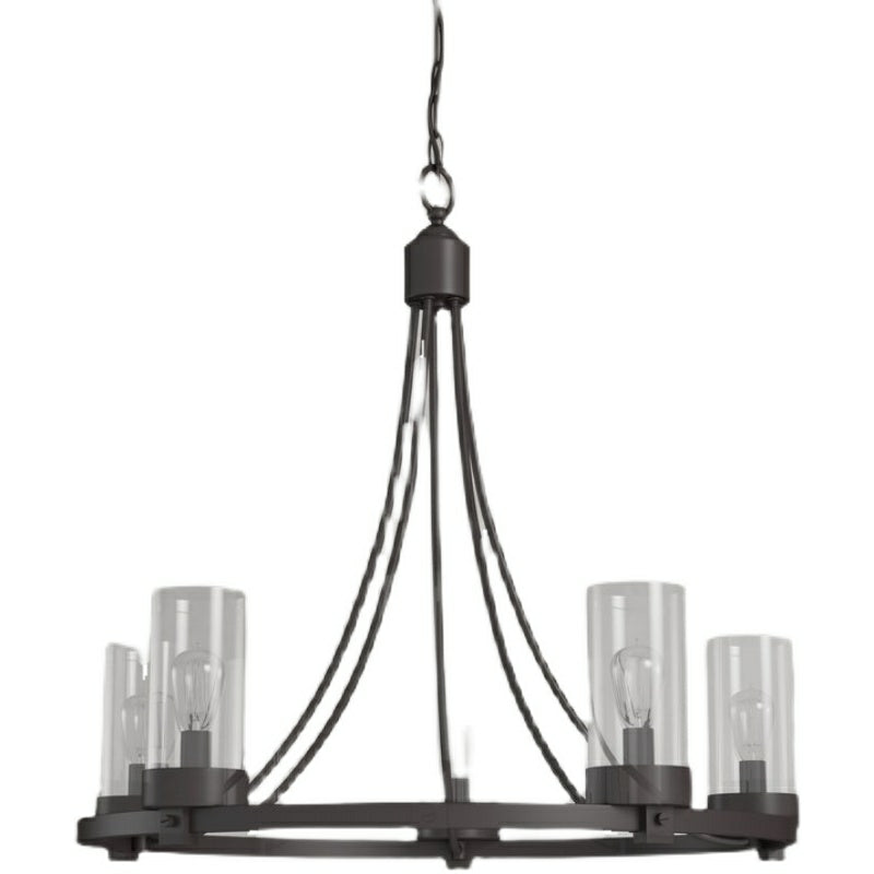 Matte Black / Chrome Farmhouse Chandeliers 5-Light Wagon Wheel North American Traditional Patio Ceiling Lights