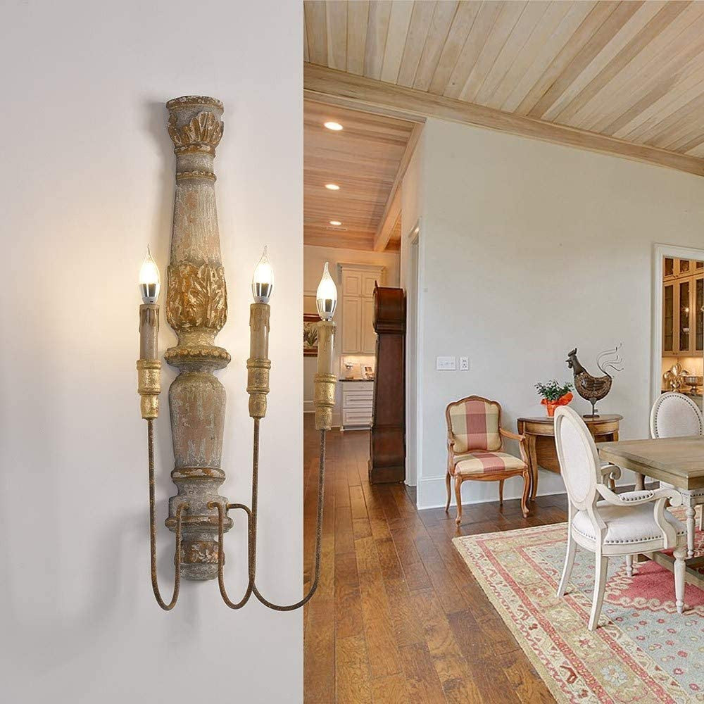 Medway Wood Candle Wall Lamp