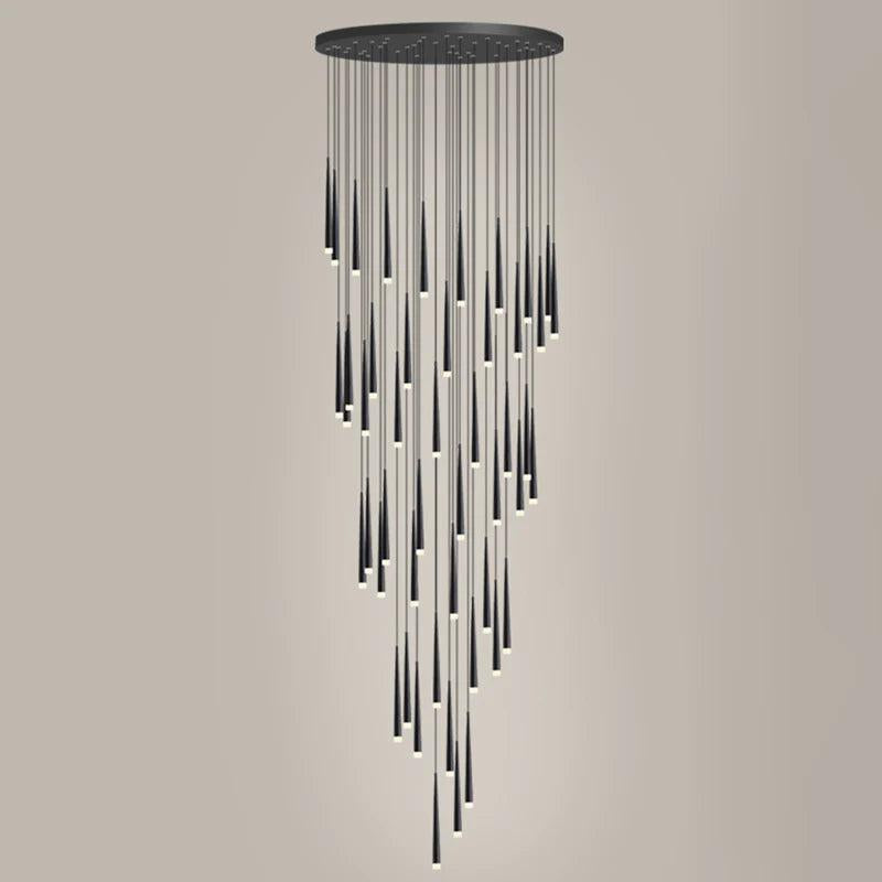 Minimalism Foyer Staircase Chandelier Ceiling Pendant Lighting for Living Room Entryway in Gold / Black Finish
