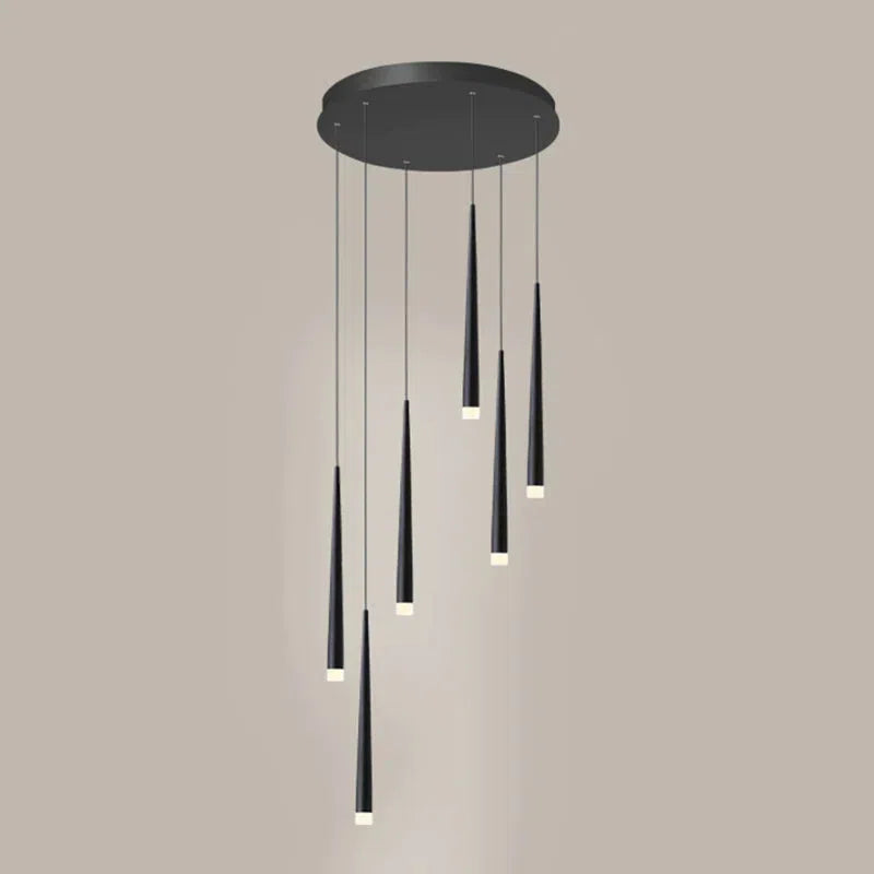Minimalism Foyer Staircase Chandelier Ceiling Pendant Lighting for Living Room Entryway in Gold / Black Finish