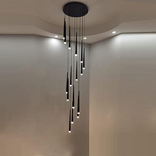Minimalism Foyer Staircase Chandelier Ceiling Pendant Lighting for Living Room Entryway in Gold / Black Finish