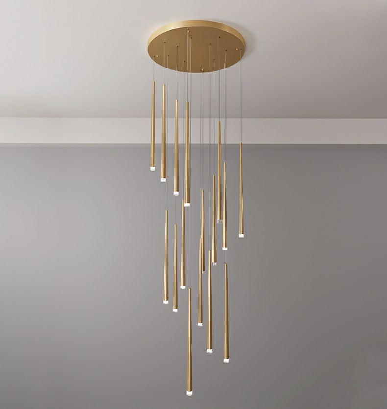 Minimalism Foyer Staircase Chandelier Ceiling Pendant Lighting for Living Room Entryway in Gold / Black Finish