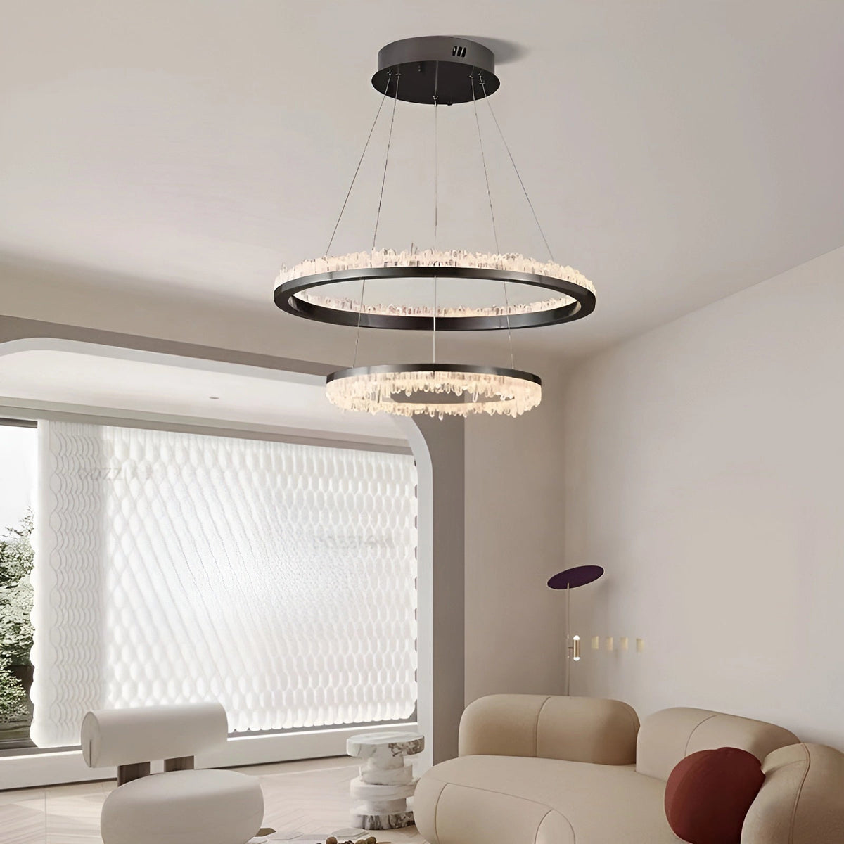 Minimalistic Crystal Quartz LED Chandelier