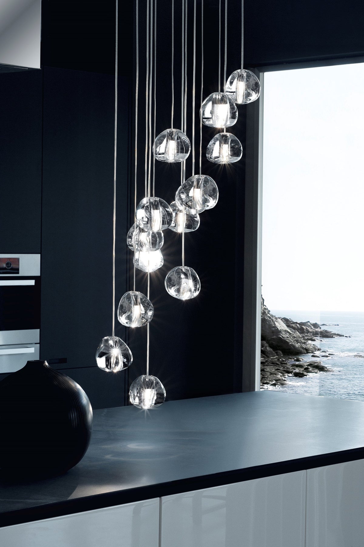 Cherry Crystal Spiral Chandelier